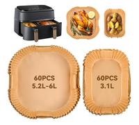 Inwee 120Piezas Papel Freidora Aire para Philips Dual Basket Air Fryer 3000 Series 6L/3L, Forros de Papel Desechables,Accesorios para Freidora de Aire de Tower/Lakeland/Salter y Otras Freidoras Aire