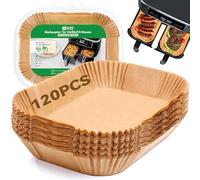 Inwee Papel para Freidora de Aire Doble, 120 Piezas 20,5x14cm Rectangular Papel de Horno, Air Fryer Papel Desechable Antiadherente Compatible con Ninja AF300EU/ AF400EU/Cecotec/Masterpro/Salter/Tower