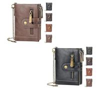 INXKED 2PCS Men's Wallet with Chain, Retro Bifold Card Holder Purse, Anti-Theft Retro Wallet Mens Wallet with Chain (02)