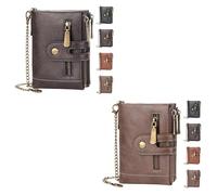 INXKED 2PCS Men's Wallet with Chain, Retro Bifold Card Holder Purse, Anti-Theft Retro Wallet Mens Wallet with Chain (03)