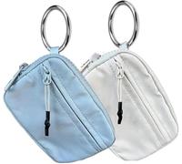 INXKED 2PCS The Iris' Wallet, The Iris Pouch Wristlet, Women's Waterproof Nylon Keychain Wallet, Zip Card Case with ID Window (05)