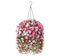 INXUGAO Cestas colgantes con flores artificiales para plantas al aire libre e interiores, vides de gloria matutina de seda sintética, arreglo de plantas verdes sintéticas para jardín, patio,