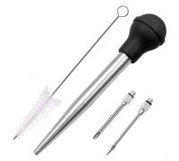 Inyector de adobo con aguja de acero inoxidable y baster de silicona, para pavo, pollo, filete, cordero y otras carnes para mejorar el sabor uniformemente (B)