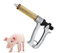 Inyector para animales de 25 ml/50 ml, jeringa de vacuna continua ajustable, inyector de jeringa para ganado para uso veterinario, equipo de cría de aves de corral y ganado (25 ml) (50 ml)