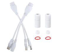 Inyector PoE de 2 Piezas y Kit Divisor PoE, Cable Adaptador DC12V PoE Divisor de inyector Impermeable no estándar, Cable de Red estándar Cat5/5e/6 de 10/100 Mbps(Blanco)