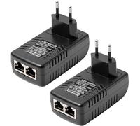 Inyector PoE de 48 V y 0,5 A, 2pcs adaptadores Gigabit Ethernet, fuente de alimentación para cámaras IP, teléfonos VoIP y puntos de acceso inalámbricos, PoE pasivo, Plug & Play, alcance de hasta 100 m