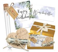 Inyeskon - Regalo de dinero para cumpleaños, tarjeta de felicitación, tubo de ensayo de plástico personalizado, con cadena de luz, rafia, hierba, madera, corazón, caja de regalo, ideas de regalo