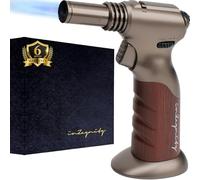 InZaynity - Antorcha de butano de doble llama recargable, para cocina, soldadura y arte de resina con llama y cerradura de encendido ajustable, antorcha de cocina y caja de regalo de lujo