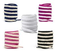 Inzegao Juego de cordones planos trenzados de lona, con cordones, estilo casual, cuerdas de repuesto, Set J, Large