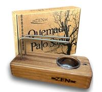 INZENSE- Quemador de Incienso - Quemador Palo Santo Madera + Soporte Palo Santo Metal y Vaso con Vela - Porta Incienso Palo Santo para Quemar - Multifuncional 3 en 1- Pack Regalo - Color Nogal.