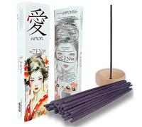 INZENSE- Varillas Inciensos Naturales Japones - Pack 50 Incienso Natural Larga duración - sin toxicos - Regalo Soporte Quemador incensario - Incense para Meditación y energia Relajante- Felicidad.