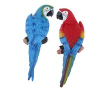 Inzopo 1 par de estatuas realistas para pájaros de resina con diseño de loros, tamaño grande, realista, para decoración de árboles, 31 cm, aspecto azul y rojo loros