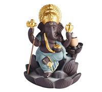 Inzopo Quemador de incienso de cerámica Ganesha, elefante Dios, soporte de incienso Ganesh, estatua de elefante y Buda, figura verde