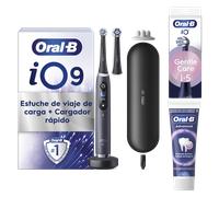 iO 9 Cepillo Eléctrico Negro con 2 cabezales + Recambios Gentle Care x5 + Pasta Advanced Protección de Encías