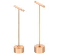 IOBIDDYS 2 piezas Soporte Exhibidor de Joyas T Metálico Resistente y Antióxido con Base Dorada para Colgar Pendientes y Organizar Joyería