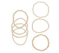 IOBIDDYS 7 Piezas Pulsera de Cuentas Doradas Conjunto de Apilables | Ccb, Estilo Chunky y Combinable, Joyería para Amigas y Madres, Adecuado en Fechas Festivas