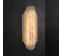 IOEDHW Aplique de pared de alabastro de 50 cm, rectangular de mármol natural español, LED de 15 W, blanco cálido de 3000 K, para sala de estar, dormitorio, iluminación interior.