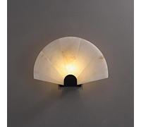 IOEDHW Aplique de pared moderno de mármol en forma de abanico, luz cálida de 3000 K, aplique de alabastro, lámpara de pared de hierro y mármol español natural, lámpara de pared de mármol negro para sa