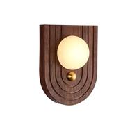 IOEDHW Aplique de pared redondo retro de mármol, de alabastro natural, con base de madera con efecto de transferencia de agua, lámpara de pared LED de 3 colores para dormitorio, sala de estar, hotel,