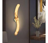 IOEDHW Apliques de pared modernos de alabastro, apliques de pared de mármol y metal en forma de S, lámpara de pared LED de 22 W de latón con luz cálida para dormitorio, sala de estar, escalera, hotel,