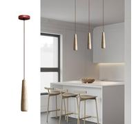 IOEDHW Lámpara colgante de mesita de noche, pequeña lámpara colgante de travertino amarillo con detalles de madera, cable ajustable de 200 cm para dormitorio, rincón de lectura o isla de cocina