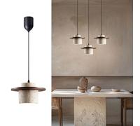 IOEDHW Lámpara colgante de travertino amarillo de 20 cm, lámpara colgante de piedra natural cable ajustable lámpara de araña Wabi Sabi para isla de cocina o comedor, lámpara de techo de estilo rústico