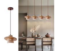 IOEDHW Lámpara colgante de travertino amarillo natural, lámpara colgante de madera y piedra con forma cilíndrica con base E26 y cable ajustable para isla de cocina lámpara de techo Japandi Wabi Sabi.