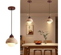 IOEDHW Lámpara colgante pequeña de travertino 15 cm (5,9 pulgadas) lámpara colgante piedra natural con LED para isla cocina comedor dormitorio lámpara techo moderna estilo rústico orgánico color beige