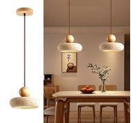 IOEDHW Lámpara colgante travertino amarillo Wabi Sabi para cocina LED 7W preinstalado lámpara techo piedra natural para comedor dormitorio cocina iluminación moderna orgánica hecha mano estilo granja.