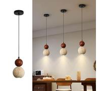 IOEDHW Lámpara colgante Wabi Sabi lámpara techo piedra natural madera globo de travertino para isla cocina comedor dormitorio lámpara techo de estilo rústico nórdico para decoración minimalista zen ho