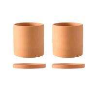 IOEDHW Paquete de 2 macetas de Arcilla para Plantas, Maceta Grande de Terracota con Orificio de Drenaje y platillo, recipientes Redondos absorbentes Simples y Transpirables para Plantas suculentas