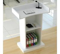 IOEDHW Podio Blanco de Madera, Atril de Conferencia de 120 cm con Estante de Almacenamiento, atriles portátiles para Iglesia, Conferencia, Escuela, seminario, Clase (120 x 42 x 60 cm)