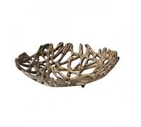 Ioensy Bandeja Decorativa de Metal Fuente Tejida Cuenco y Organizador Superficial para Mesa Adecuada para Cocina Sala de Estar Oficina, Bronce Antiguo Dorado, Pequeño