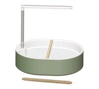 Ioensy Bañera para Loros, Ducha Automática para Pájaros, Contenedor de Baño, Juguete de Regalo con Perchas de Madera Y Bomba para Pájaros Pequeños Y Medianos, Cabezal de Ducha Blanco