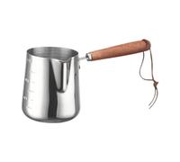 Ioensy Cafetera Turca con Asa Larga Jarra para Leche Espumada Calentador de Café Turco Cazo Fundido Hecha en Acero Inoxidable con Vertedor, 350ml