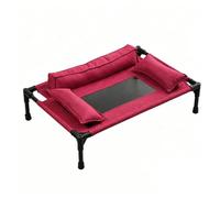 Ioensy Cama para Mascotas Tipo Colchón con Bastidor Metálico Revestimiento de Tejido Mesh Diseño Protector de Lados y Funda Desmontable Adecuada para Uso en Casa Viajes, Red, L