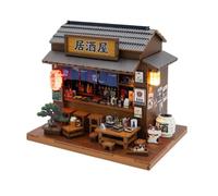 Ioensy Casa de Rompecabezas Juguete Modelo Izakaya Japonés Detallado Madera Mesa Taburetes Lámpara Decorativa Adecuada para Colección Creativa Regalo y Escritorio 19x14x15.5cm