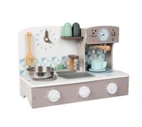 Ioensy Children Play Kitchen Cocina de Simulación Cafetera de Juguete Vitrina de Postres Reloj de Aprendizaje Mesa Estable de Madera y Metal Adecuado para
