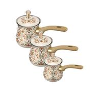 Ioensy Coffee Heating Vessel Cafetera Tetera Cazo Hervidor con Diseño Ergonómico y Estético Patrón Detallado y Brillo Pulido Interior de Acero, Pattern 1