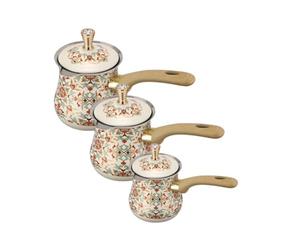 Ioensy Coffee Heating Vessel Cafetera Tetera Cazo Hervidor con Diseño Ergonómico y Estético Patrón Detallado y Brillo Pulido Interior de Acero, Pattern 1