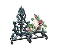 Ioensy Colgador Tubo Flexible Montaje en Pared Compacto Portamangueras Hierro Fundido Práctico Soporte con Diseño Floral Vintage para Patio