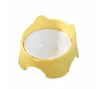 Ioensy Comedero de Gato Montado en Pared Cuenco Tazón Recipiente de Acero Inoxidable Ajustable Favorece la Digestión Adecuado para Mascotas con Cuello, Amarillo, Tazón De Cerámica