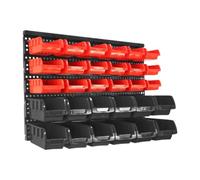 Ioensy Contenedor de Almacenamiento de 30 Compartimentos con Panel Perforado para Herramientas. Organizador de Herramientas, Rojo Negro