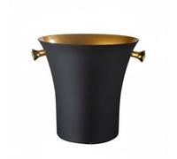 Ioensy Cubo de Hielo Comercial en Acero Inoxidable Cubitera Champanera Diseño Robusto y Pulido Moderno Gran Capacidad para Botellas y Hielo Adecuado para, Negro Y Dorado, Pequeño