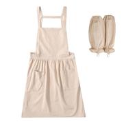 Ioensy Delantal de Algodón para Catering, Regalo para La Cocina, Ropa de Cocina, Delantal para Mujeres para Proyectos de Bricolaje para Chefs, Jardinería, Beige, tal como se describe
