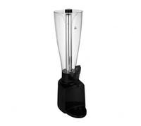 Ioensy Dispensador de Cerveza Comercial Torre de Cerveza Grifo de Barra Contenedor de Bebidas Cuerpo Cilíndrico Transparente, Negro, Barril De Cerveza Trapezoidal De 3L + Tubo De Acero Negro