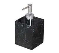Ioensy Dispensador Manual de Jabón con Textura de Mármol, Dispensador de Gel de Ducha Vacío de 400 Ml, Botella de Recarga de Resina para Dispensador de Loció, Cabeza Plateada Negra, Individual