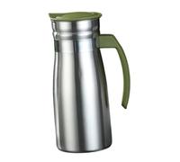 Ioensy Hervidor de Acero Inoxidable con Aislamiento Al Vacío de 1 Litro, Dispensador de Bebidas, Jarra para Bebidas Frías, Verde con Asa, Individual