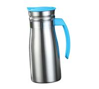 Ioensy Hervidor de Acero Inoxidable con Aislamiento Al Vacío de 1 Litro, Dispensador de Bebidas, Jarra para Bebidas Frías, Azul con Asa, Individual