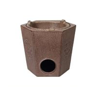 Ioensy Hornillo Carbón Vintage | Acabado Marrón granulado, Hornillo Hexagonal con Relieve, Rústico, Estufa Hierro Fundido, para Mesa, apasionados por Té, Estilo B